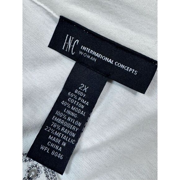 inc international concepts sequin tunic dress white pima‎ cotton 2x - Picture 9 of 9